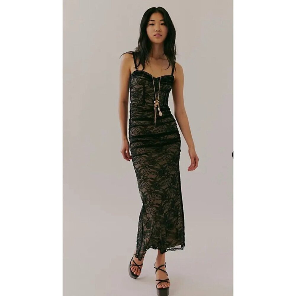 Hansen Campari Women's Lace Maxi Dress Size Large Removable Straps‎